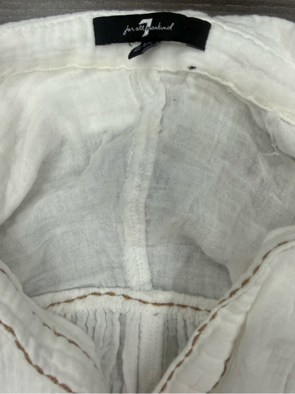 7 For All Mankind Lightweight White  Button Shirt & Drawstring Shorts Size XS - Picture 6 of 9